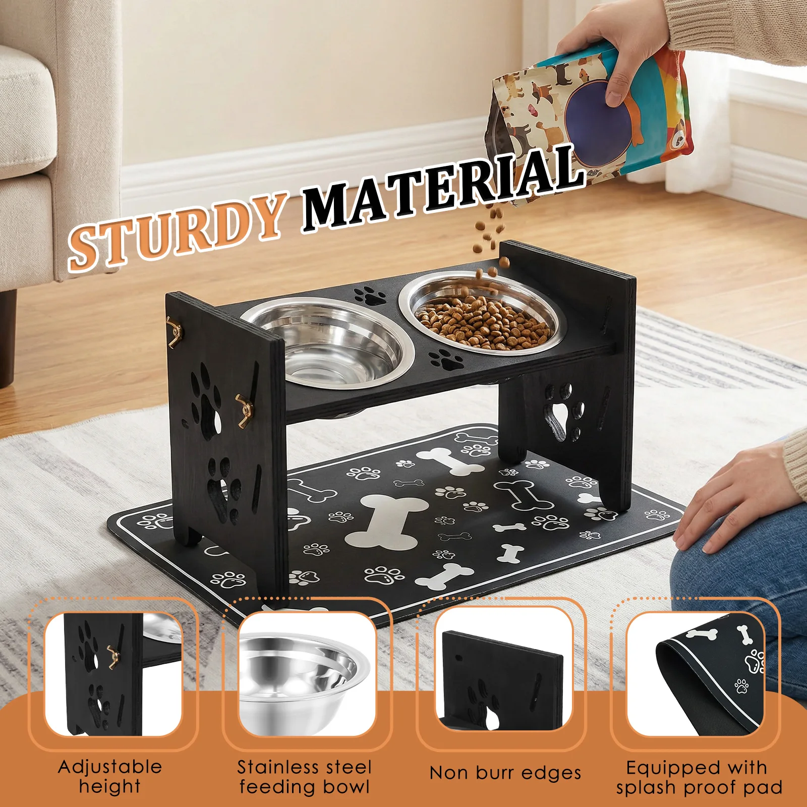 Elevated Dog Feeder Bowls Adju - Royal Canin Food Medium ulasan dan harga