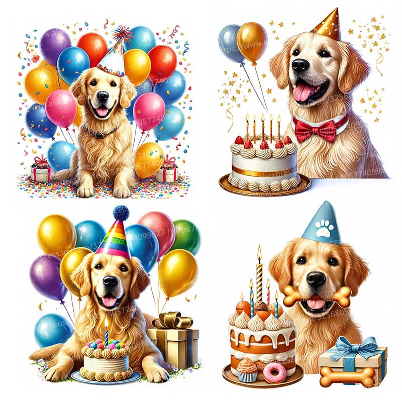 Happy Birthday Golden Retrieve - Pvc Panel Background ulasan dan harga