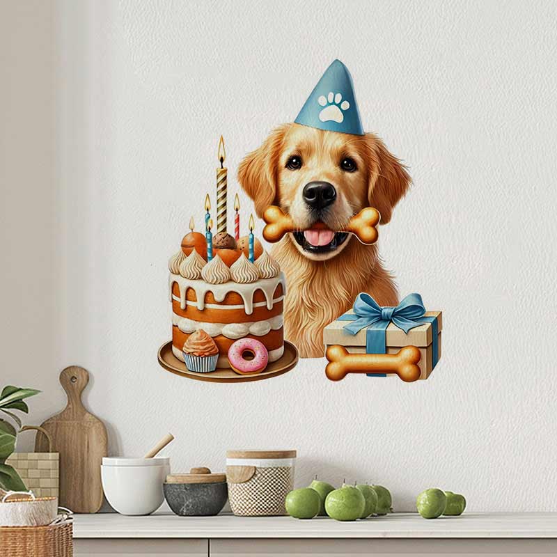 Happy Birthday Golden Retrieve - Pvc Panel Background ulasan dan harga