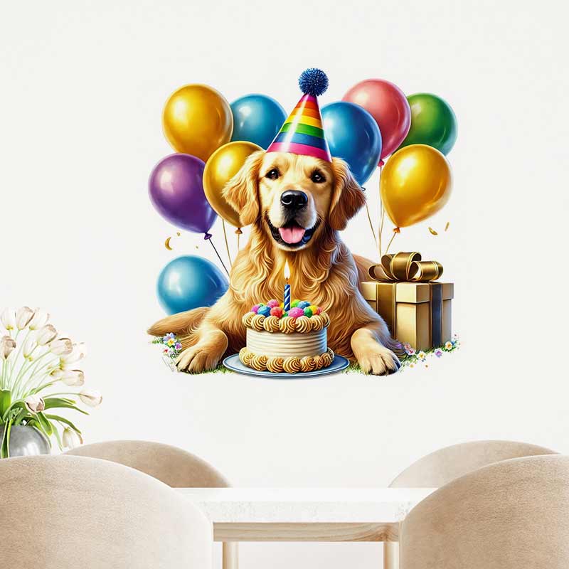 Happy Birthday Golden Retrieve - Pvc Panel Background ulasan dan harga