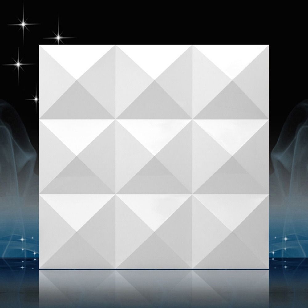 White 3D Wall Panel 50*50cm Em - Pvc Panel Background ulasan dan harga