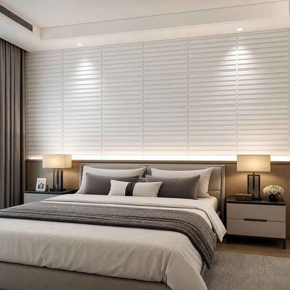 White 3D Wall Panel 50*50cm Em - Pvc Panel Background ulasan dan harga