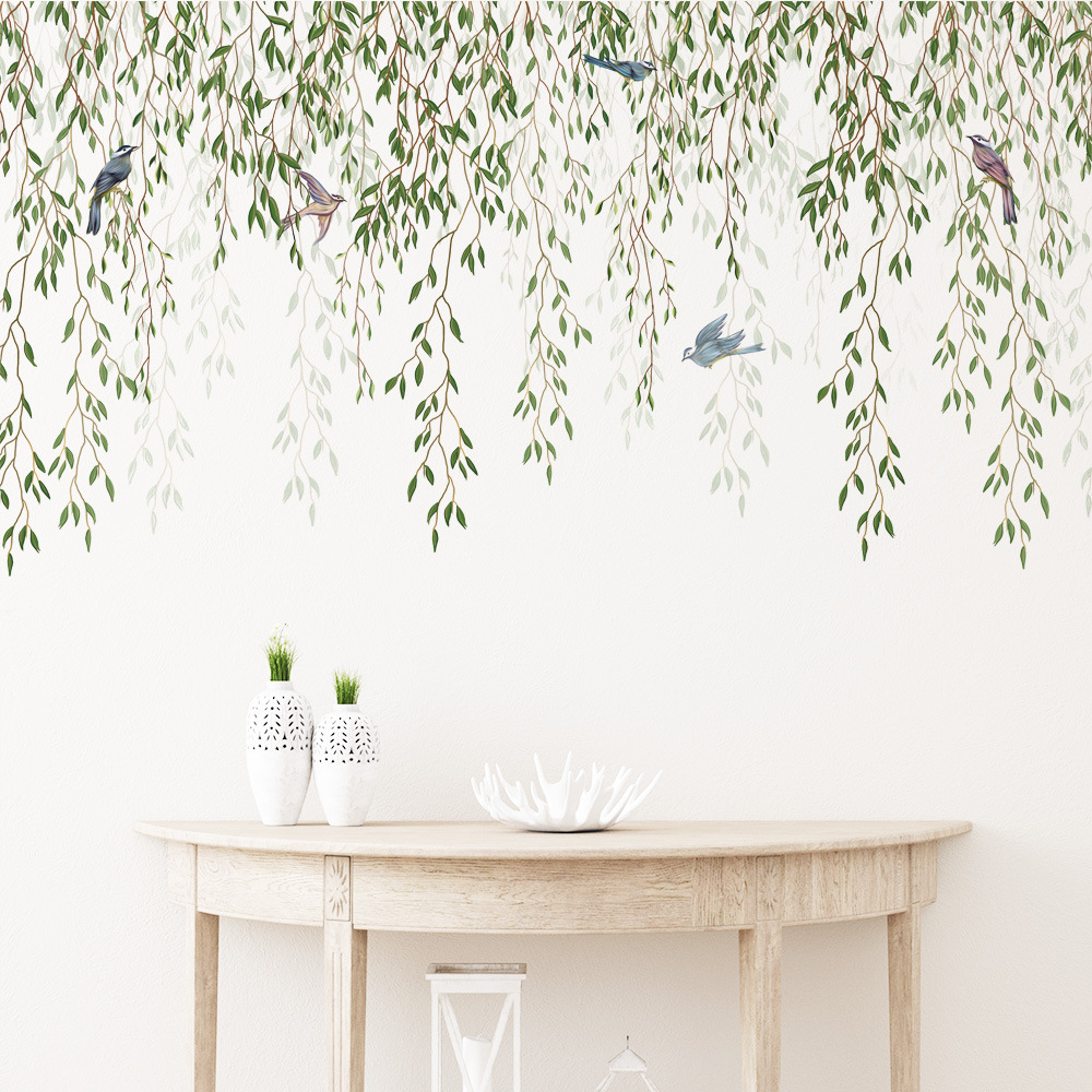 M169 Green Leaf Bird Plant  Wa - Pvc Panel Background ulasan dan harga