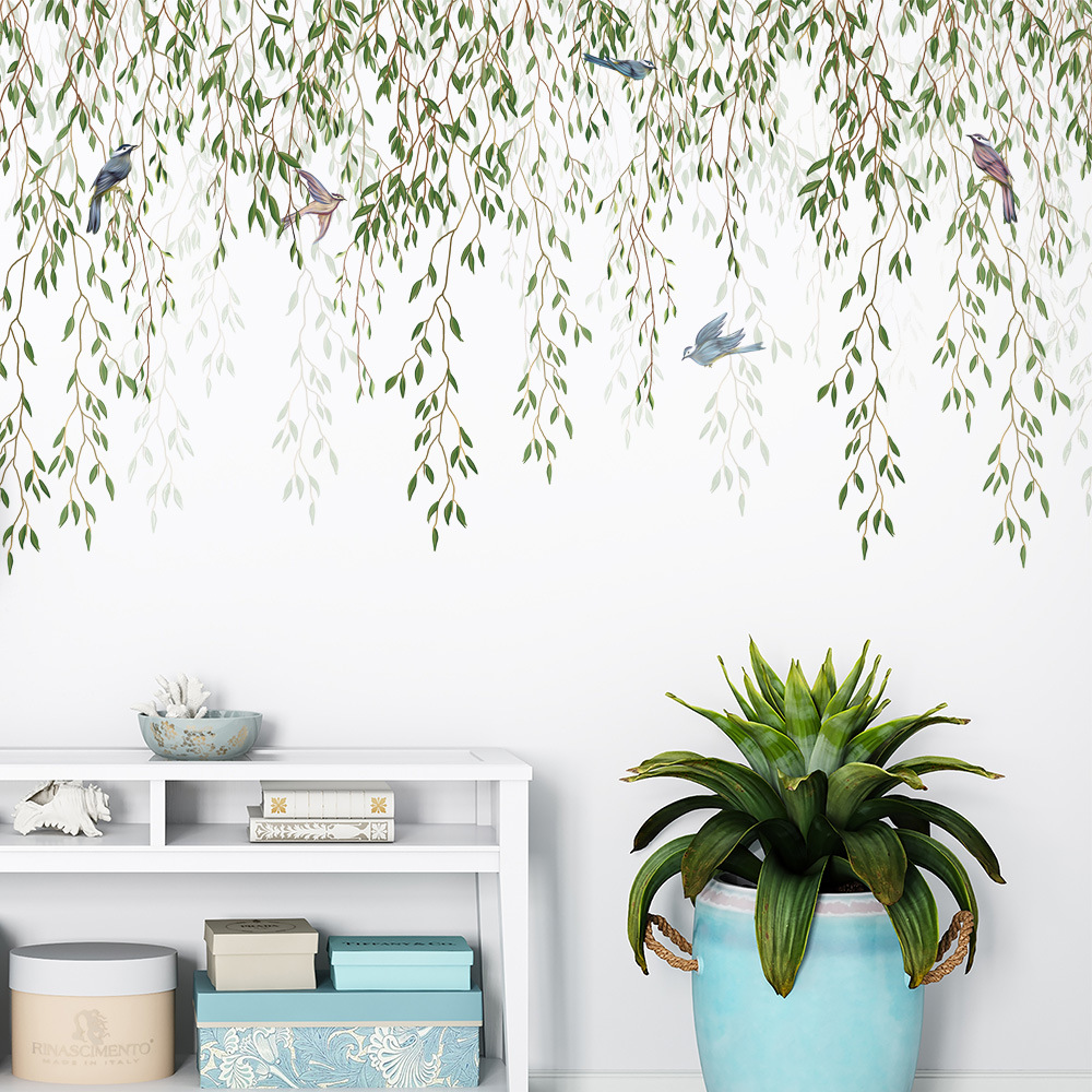 M169 Green Leaf Bird Plant  Wa - Pvc Panel Background ulasan dan harga