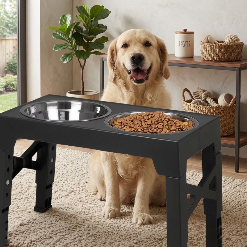 Adjustable Elevated Dog Feeder - Royal Canin Food Medium ulasan dan harga